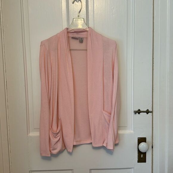 Chicos pink cardigan ruched front pockets lightweight size 0 - Picture 1 of 6